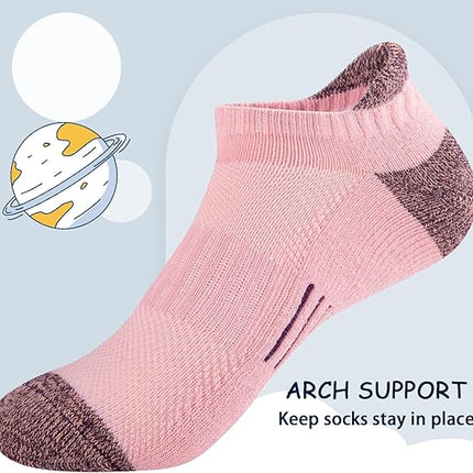Girls Ankle Athletic Socks for Kids 4–10 – Cushioned Sole, 8 Pairs