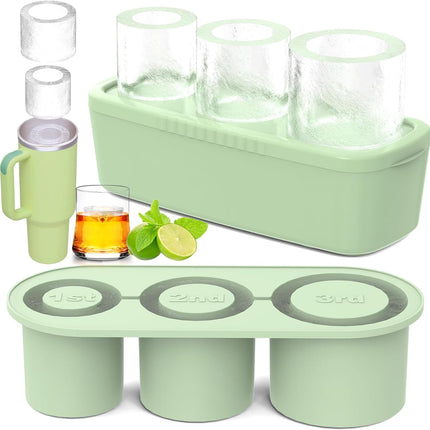 3 Pcs Silicone Ice Cube Tray for 30oz-40oz Tumblers – BPA-Free with Lid & Bin