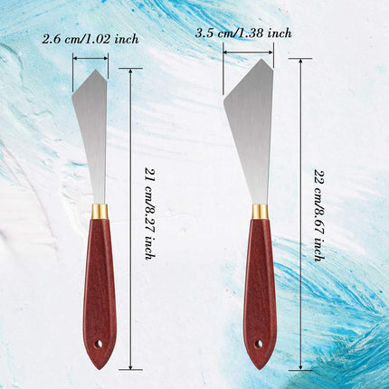 2PCS Painting Knife Set – Stainless Steel Palette Knives with Wood Handles