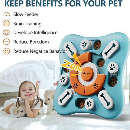 Interactive Dog Puzzle Toy with Treat Dispenser IQ Training Slow Feeder