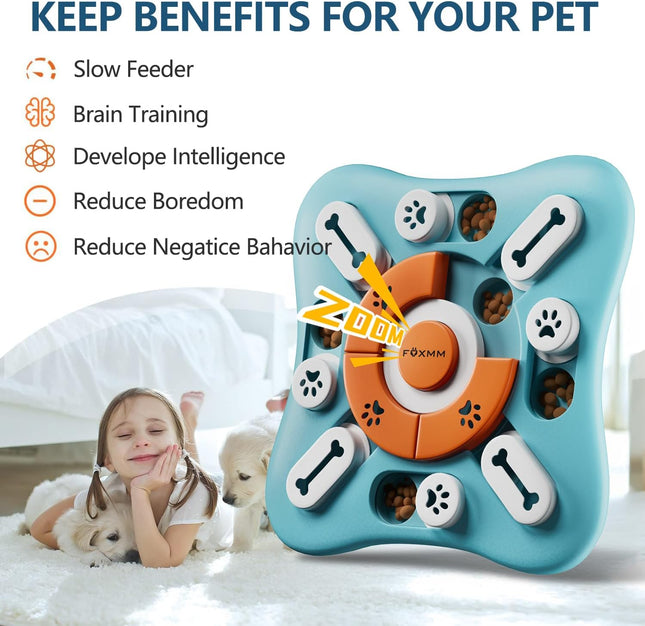 Interactive Dog Puzzle Toy with Treat Dispenser IQ Training Slow Feeder