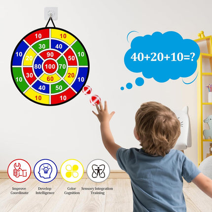 Large 29" Dart Board for Kids with Sticky Balls & Darts, Ages 3–12