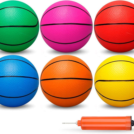 6" Mini Basketball 4-Pack with Pump – Soft Toddler Ball for Indoor/Outdoor