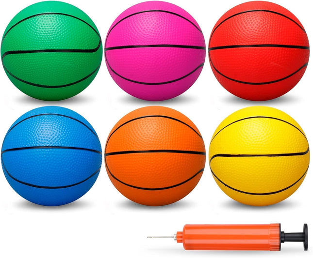 6" Mini Basketball 4-Pack with Pump – Soft Toddler Ball for Indoor/Outdoor