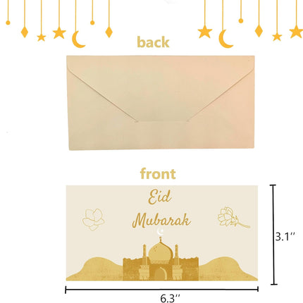 20PCS Eid Mubarak Eidi Envelopes 4 Styles Cash Gift Envelopes for Kids
