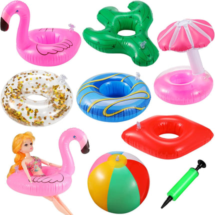 6 Pcs Pool Floaties for 11.5" Girl Dolls – Swim Accessories & Party Ring Coasters