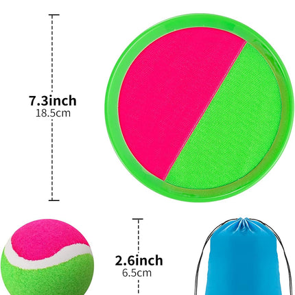 Kids Toss & Catch Ball Set with 6 Paddles and 3 Balls for Outdoor Play