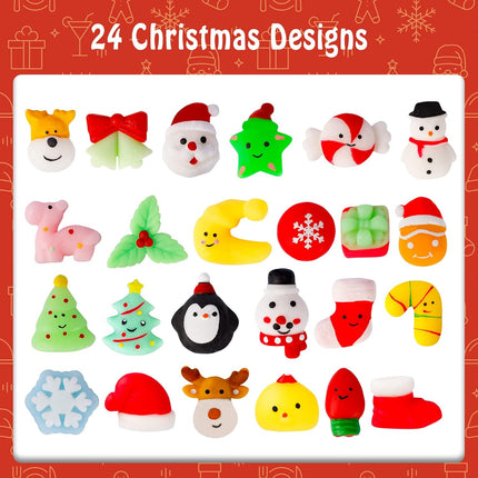 24PCS Christmas Squishies Toys Mochi Squishy Party Favors for Kids