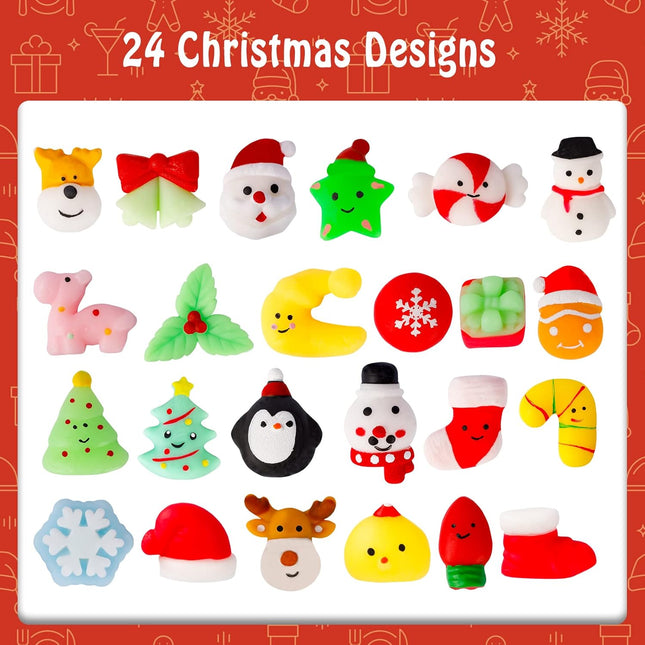 24PCS Christmas Squishies Toys Mochi Squishy Party Favors for Kids