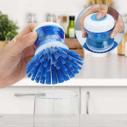 2 Pack Dish Brush with Soap Dispenser Stiff Bristles Pot Pan Scrubber