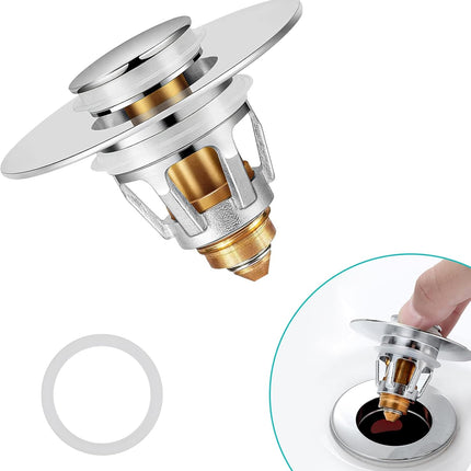 Brass Sink Stopper – Bathroom Drain Strainer with Hair Catcher, Universal Fit