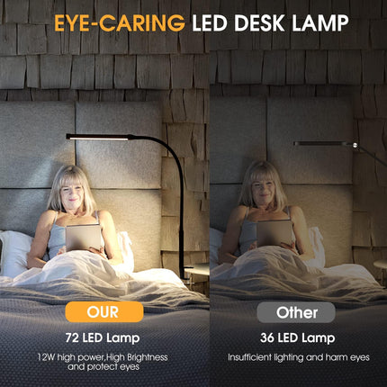 LED Desk Lamp with Clamp 3 Light Modes Flexible Gooseneck USB Powered