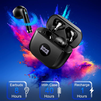 Wireless Earbuds Bluetooth 5.4 with LED Display 40H Playback IP7 Waterproof