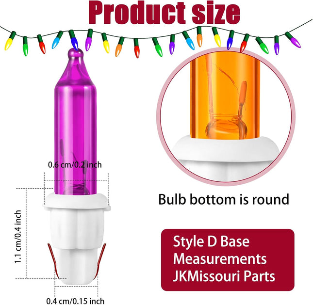 60PCS Mini Incandescent Replacement Bulbs 2.5V for Christmas Lights White Base