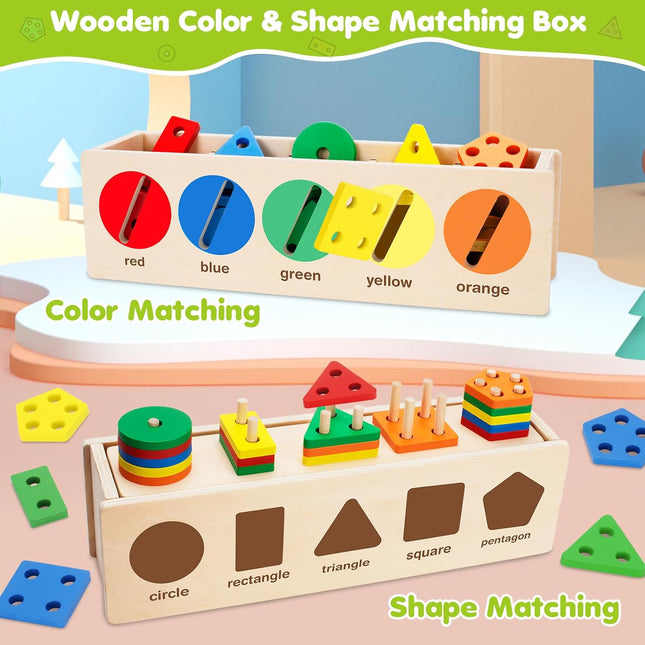 Montessori Wooden Sorting Toy – Color & Shape Learning Box for Toddlers