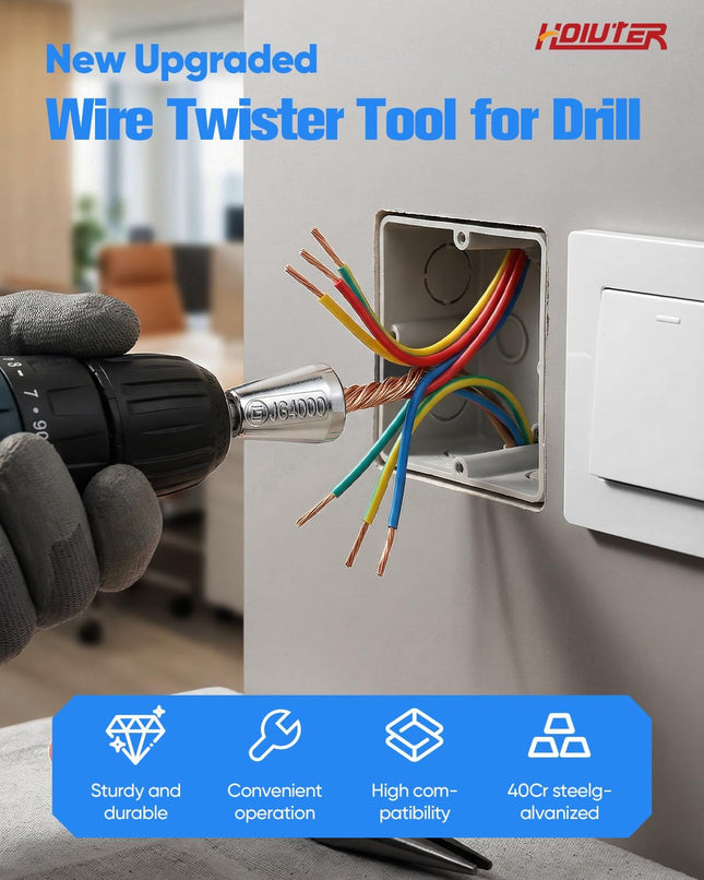 2026 Upgraded Wire Nut Twister Tool – 2PCS for 9-22 AWG with 6MM Hex Shank for Electricians