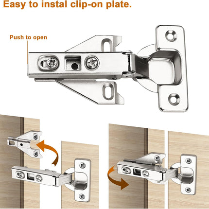 2-Pack Concealed Cabinet Hinges – Brushed Satin Nickel with Screws