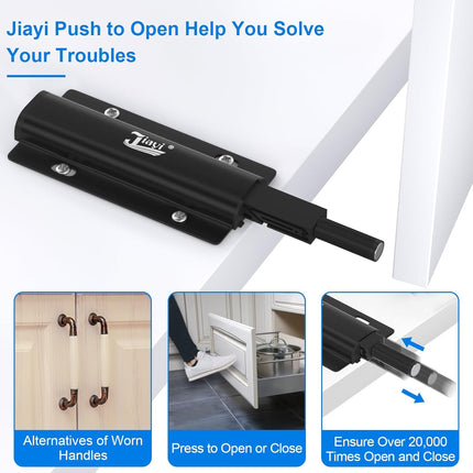 4-Pack Magnetic Push-to-Open Cabinet Latches, Black Touch Release Hardware