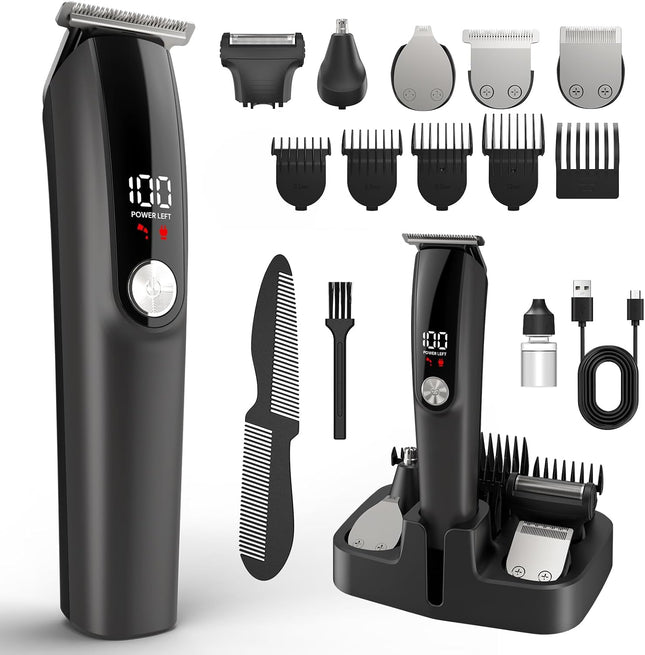 6-in-1 Beard Trimmer & Hair Clipper Kit, Waterproof Cordless Grooming Set for Men