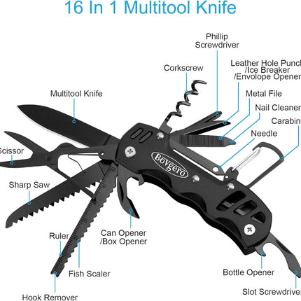 16-in-1 Handmade Multitool Knife – Gift for Men & Women, Dad, Husband, Boyfriend