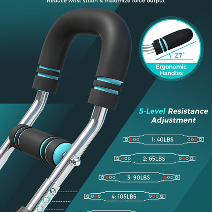 Twister Arm Trainer: 5-9 Level Resistance (30-140 lbs) for Chest & Arm Strength Training