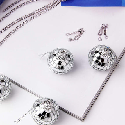 12pcs Silver Disco Mirror Balls 4cm – Party, Wedding & Christmas Tree Ornaments