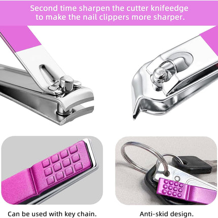 Professional 8-Piece Nail Clippers Set by RedFlow – Fingernail & Toenail Tools in Purple