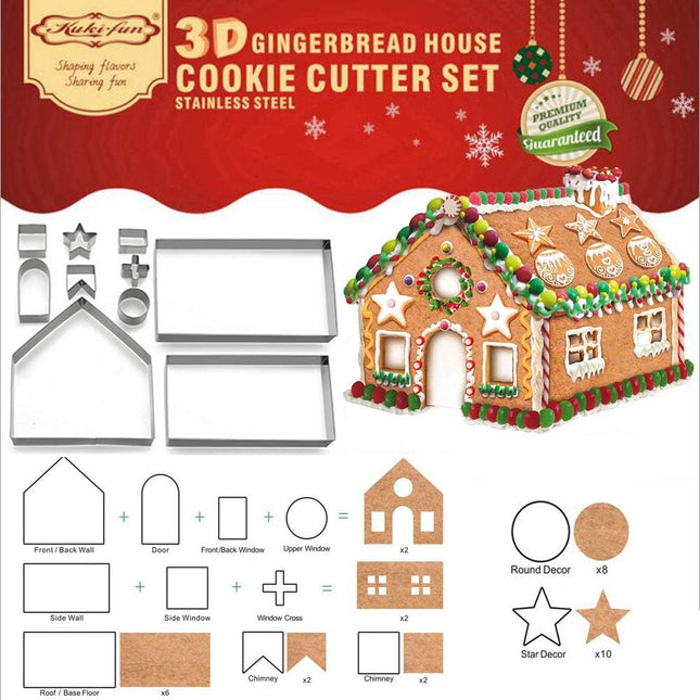 10-Piece Gingerbread House Cookie Cutter Set – 3D Christmas Baking Kit