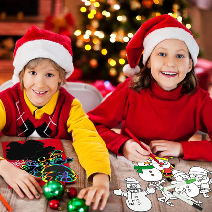 48PCS Christmas Crafts Scratch Art for Kids – Magic Rainbow Scratch-Off Paper Cards