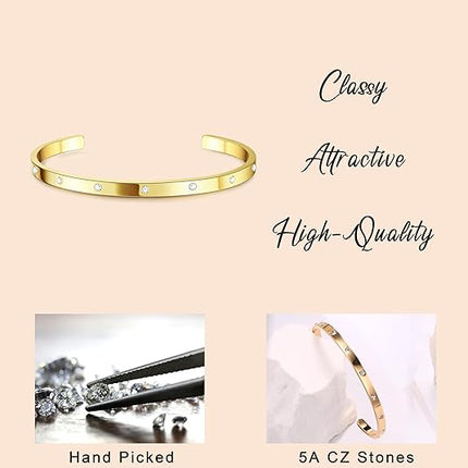 14K Gold Plated Bracelet Set – Trendy Bangles, Chains & Cuffs, 3/4PCS