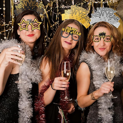 2026 New Years Eve Party Decorations – Glasses, Headbands & Cone Hats