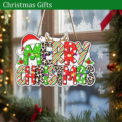 Merry Christmas Door Hanger – Winter Season Holiday Door Decoration Sign