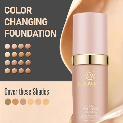 Color Changing Foundation 30ml, Shade-Adapting Skin Tint, Hydrating Light-Medium Coverage Makeup