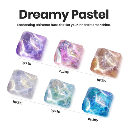 6-Color Glitter Nail Polish Set, Pastel Pearl Quick-Dry Lacquer for Nail Art