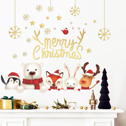 Christmas Wall Decals – Snowflakes, Snowman & Gold Xmas Quote Stickers