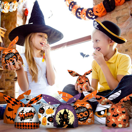 100-Piece Halloween Treat Bags, 7 Designs Plastic Candy Goodie Bags for Kids