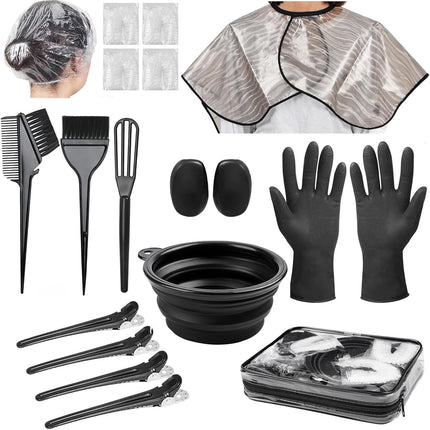 19PCS Hair Bleach Kit Hair Dye Brush Bowl Clips Applicator Coloring Set