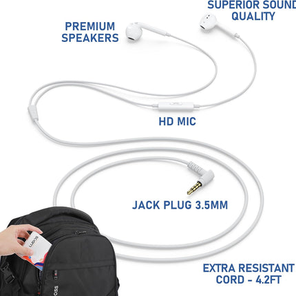 Wired Earbuds with Microphone – ZENITH 3.5mm Jack for Phones, Computers & Kids
