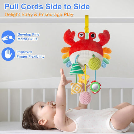 Baby Car Seat Toy with Clip, Rattle Bell Mirror Stroller Hanging Toy 0-12M