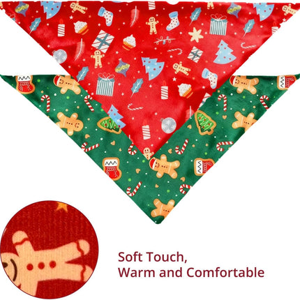 2 Pack Christmas Dog Bandanas – Cute Xmas Pet Scarves for Small to Large Dogs