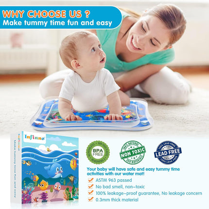 Premium Baby Water Play Mat, Tummy Time Toy for Infants 3-24 Months, Portable