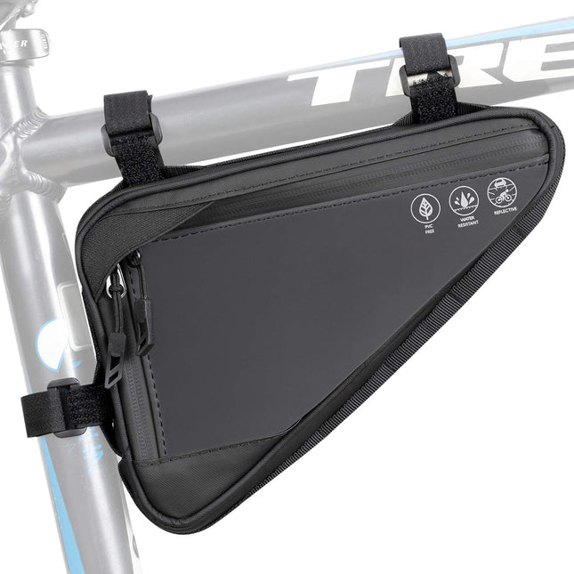 Bike Frame Storage Bag, Water-Resistant Triangle Bag with Side Pockets 2L