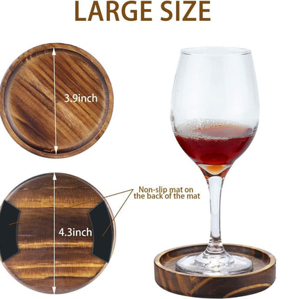 6PCS Wooden Drink Coasters – Acacia Wood with Holder for Coffee Table