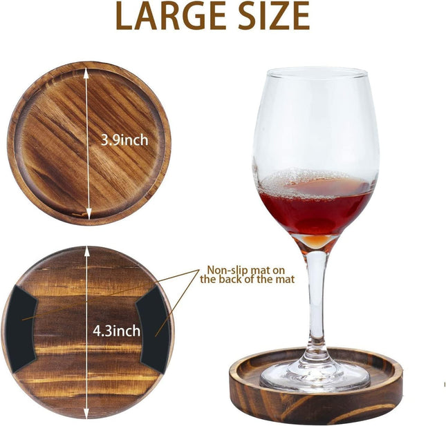 6PCS Wooden Drink Coasters – Acacia Wood with Holder for Coffee Table