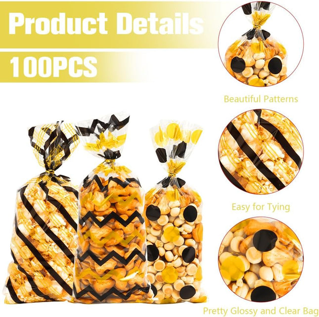 100-Piece Black & Gold Candy & Gift Bags – Twist Tie Goodie Bags