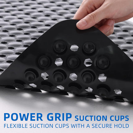Bathroom Bathtub Mat Extra Long Nonslip Design with Suction Cups Black