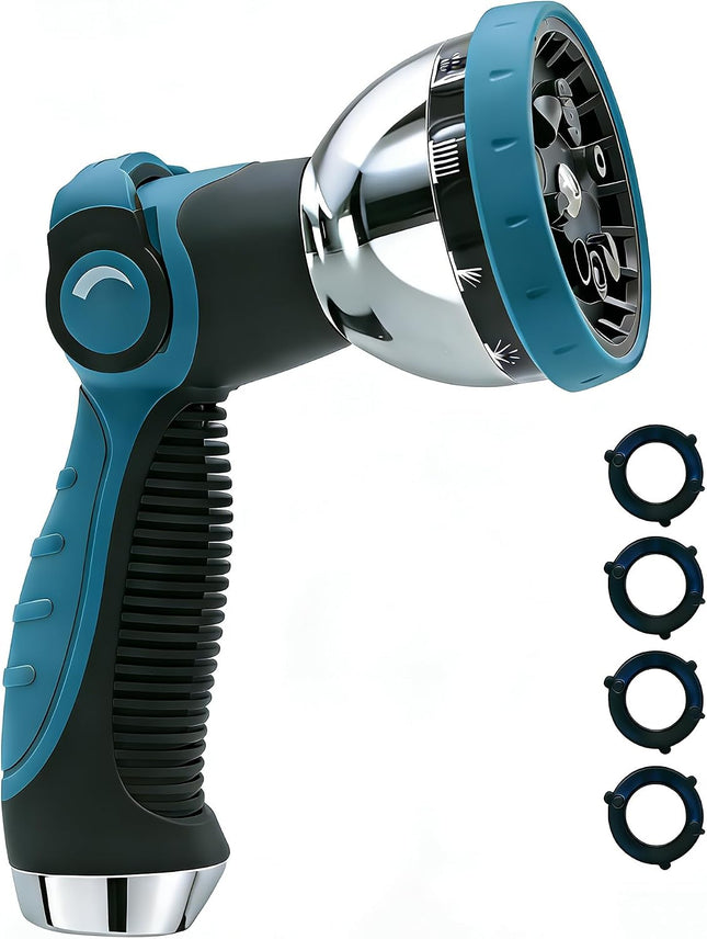 Heavy Duty Metal Hose Nozzle, 10 Spray Modes, Thumb Control, Powerful Water Sprayer