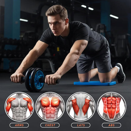 AB Wheel Roller Kit with Push Up Bar Knee Mat Jump Rope Hand Gripper