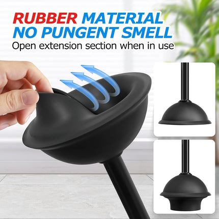 2-in-1 Toilet Brush and Plunger Set with Holder 21 Inch Long Handle Black