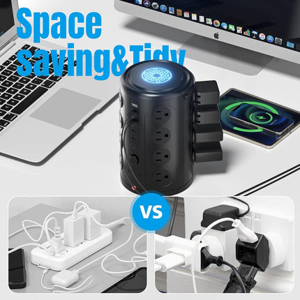 Tower Power Strip – 16 Outlets, 5 USB (2 USB-C), Surge Protector, 6FT Cord